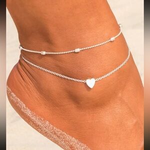 Love Hearts Double Layer Heart vintage Anklet